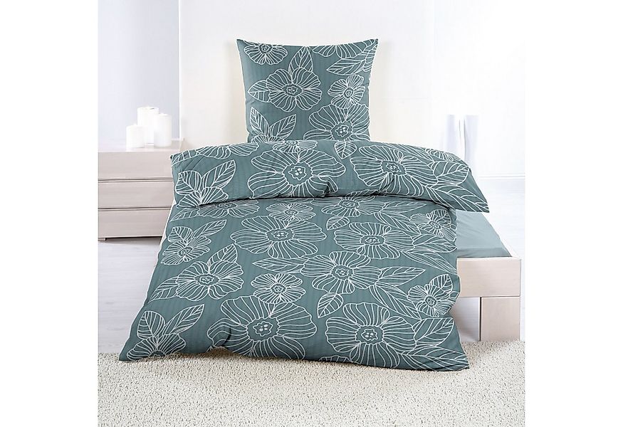 Casa Colori Bettwäsche Seersucker Bettwäsche 135x200 Reißverschluss Lindgrü günstig online kaufen