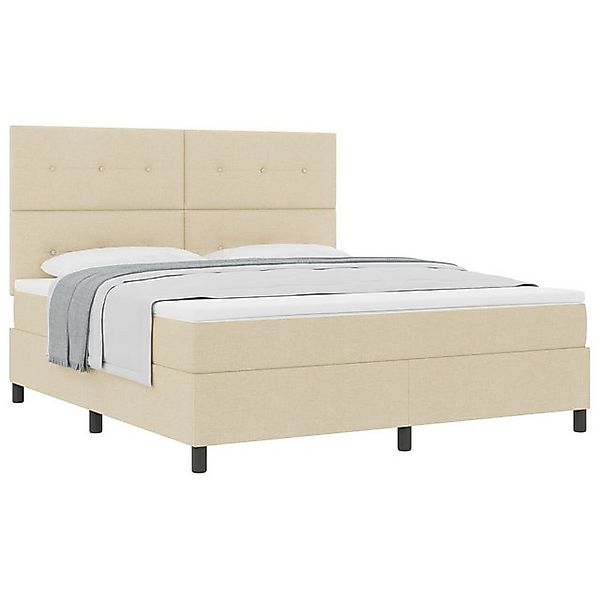 vidaXL Bett Boxspringbett mit Matratze Creme Stoff (1-tlg) günstig online kaufen