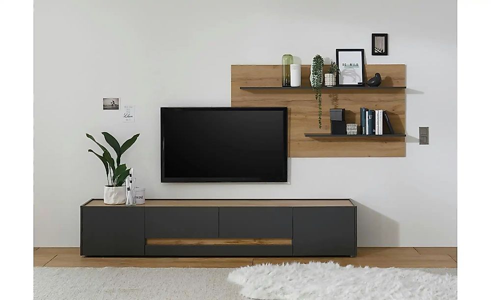 Wohnwand  Cande ¦ grau ¦ Maße (cm): B: 300 H: 180 Kommoden & Sideboards > W günstig online kaufen