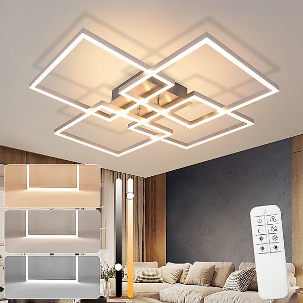 ZMH LED Deckenleuchte Wohnzimmer 72CM Schwarz/Silber günstig online kaufen