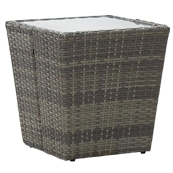 vidaXL Beistelltisch Grau 41,5x41,5x43 cm Poly Rattan und Hartglas 46196 günstig online kaufen
