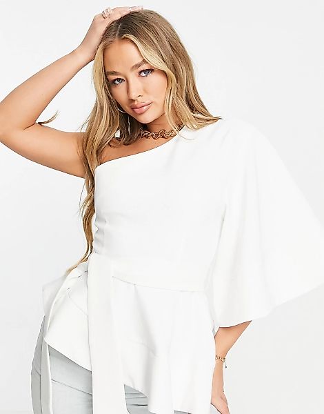 AQAQ Bridal – Oberteil mit Kimono-Ärmel in Weiß und mit Bindegürtel günstig online kaufen