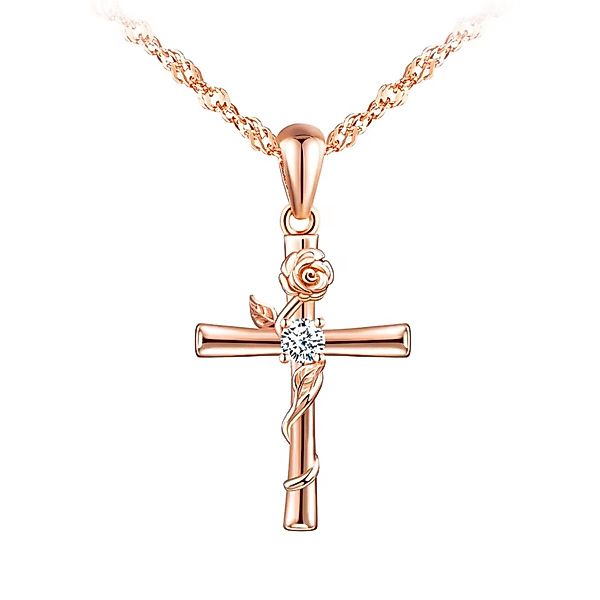 ELLAWIL Silberkette Halskette mit Kreuz Anhänger günstig online kaufen