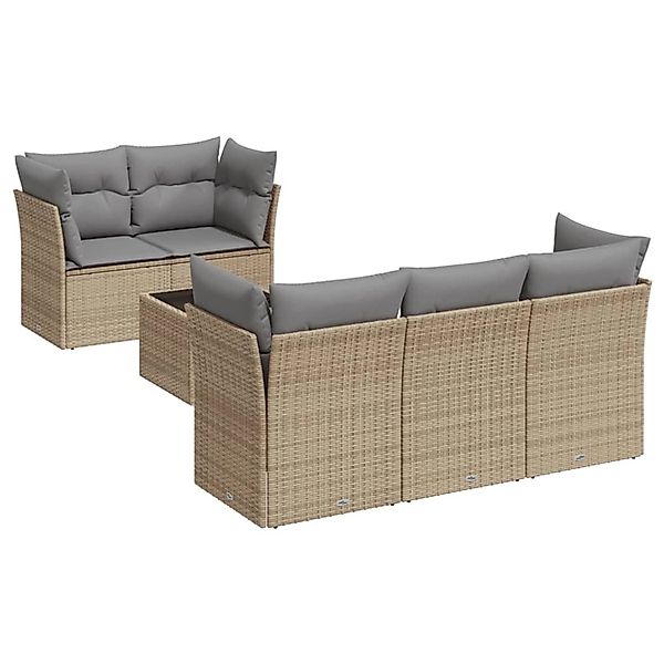 vidaXL 6-Tlg Garten-Sofagarnitur mit Kissen Beige Poly Rattan 3249088 günstig online kaufen