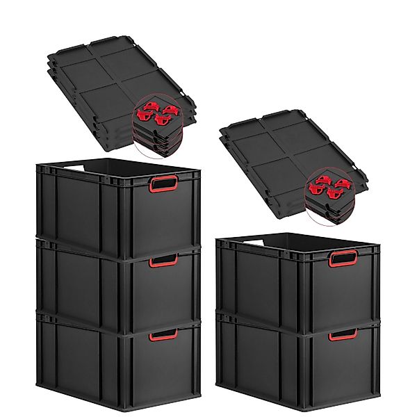 PROREGAL SparSet 5x Eurobox Nextgen Color Mit Auflagedeckel HxBxT 32x40x60c günstig online kaufen