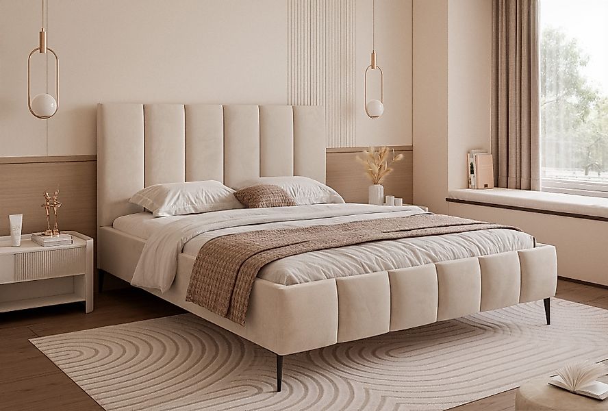 Goldstoff Polsterbett Elegantes Bett mit hohem günstig online kaufen