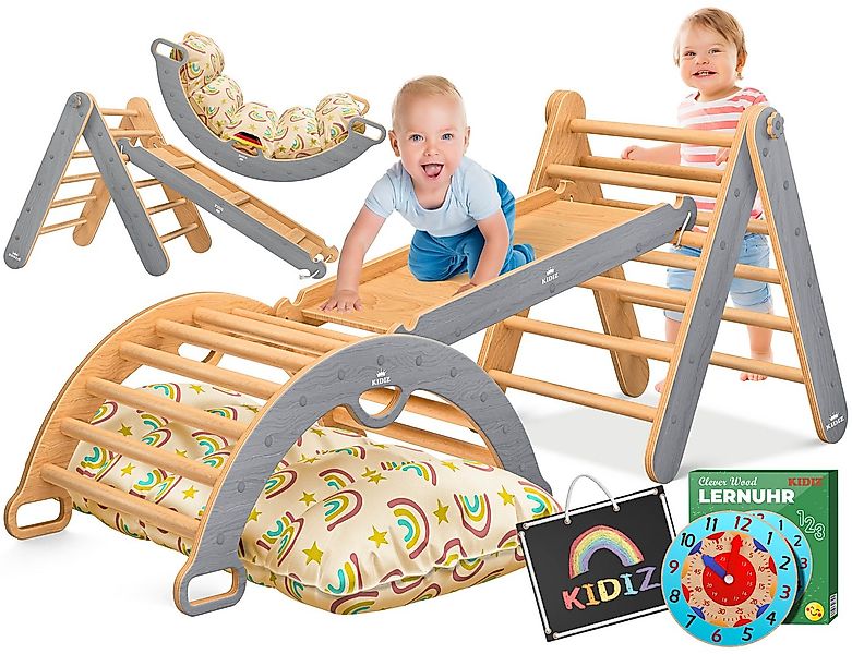 KIDIZ Klettergerüst mit Kletterbogen Montessori 7in1 Spiel-Set aus Holz, (i günstig online kaufen