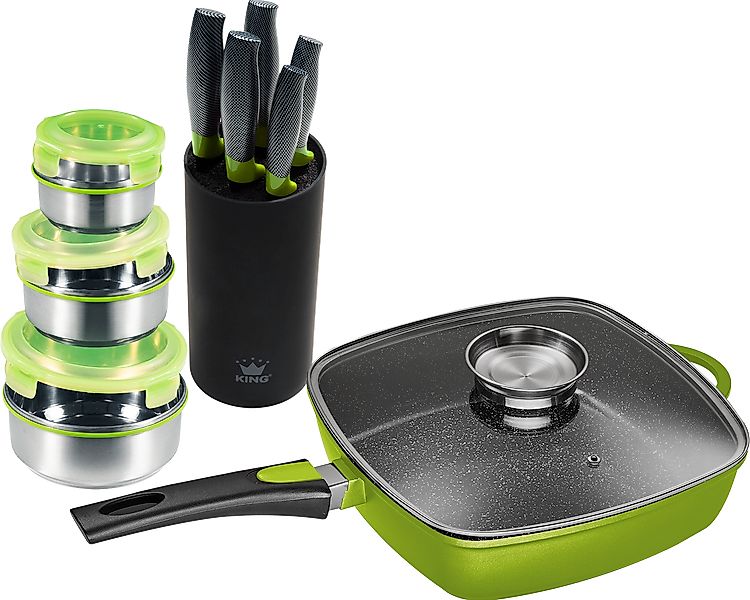 KING Pfannen-Set »Square«, Aluminiumguss, (Set, 10 tlg.), Induktion-Eckpfan günstig online kaufen