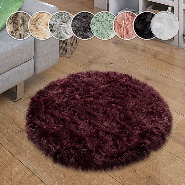 Paco Home Fellteppich »Playa 960« rund 64 mm Höhe Kunstfell, Flokati-Optik, günstig online kaufen