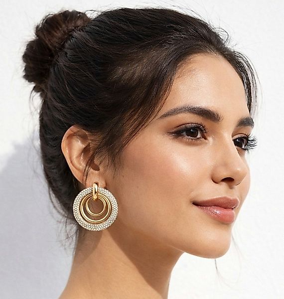 Ella Jonte Paar Creolen, Glitzernde XXL Statement-Creolen in Gold mit edlem günstig online kaufen