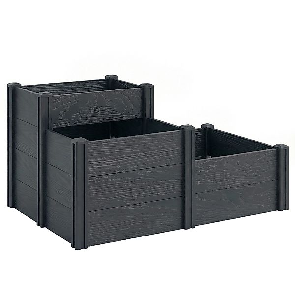 Outsunny Hochbeet, 3-stufiges Gartenbeet mit offenem Boden, quadratisches H günstig online kaufen