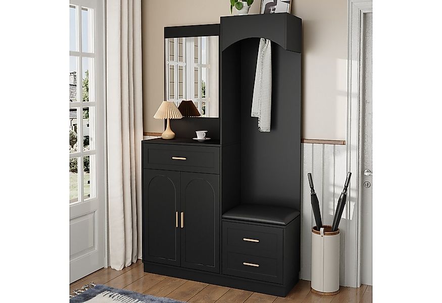 Merax Garderoben-Set mit Spiegel, Eingangsschrank mit verstellbaren Einlege günstig online kaufen