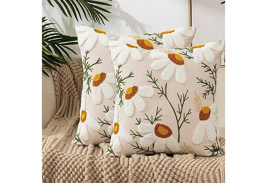 BYSURE Kissenbezüge Bestickte Blumen Kissenhülle 45x45cm, (2 Stück), Kissen günstig online kaufen