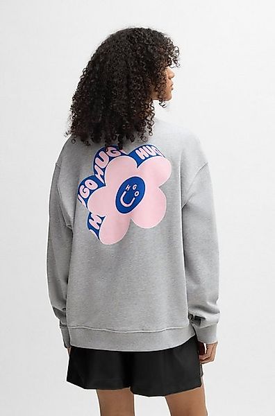 HUGO Blue Sweatshirt "Oversized Crew", mit Flower Backprint, Straß Logo Pri günstig online kaufen