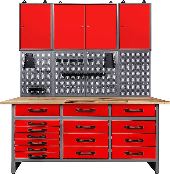 Ondis24 Werkstatt Set Konny 160 cm 3 Schränke Rot Werkstatteinrichtung Werk günstig online kaufen