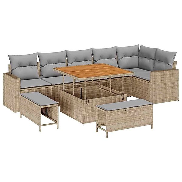 vidaXL Garten-Sofa-Set 9-Tlg Beige Poly Rattan 3361627 günstig online kaufen