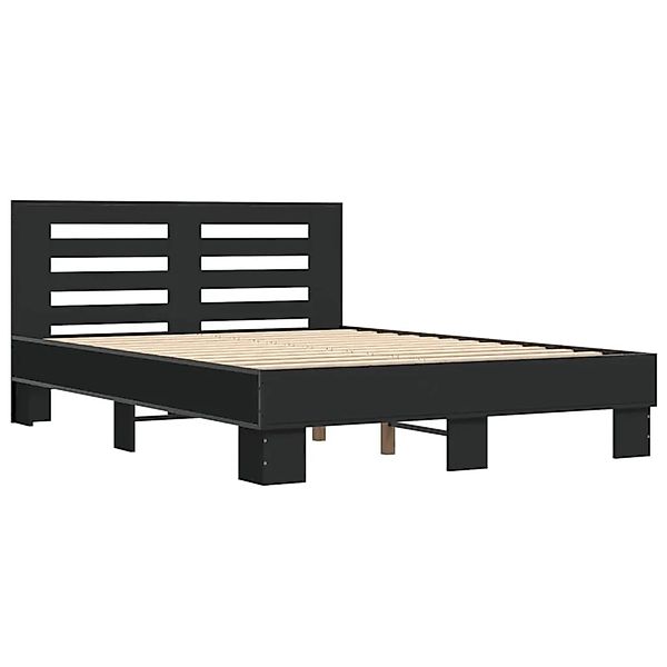 vidaXL Bettgestell Schwarz 135x190 cm Holzwerkstoff und Metall 3280122 günstig online kaufen