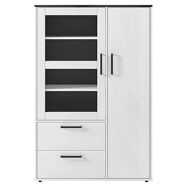 Highboard Smart 1 Massivholz kiefer weiß schwarz B/H/T: ca. 98x149x40 cm günstig online kaufen