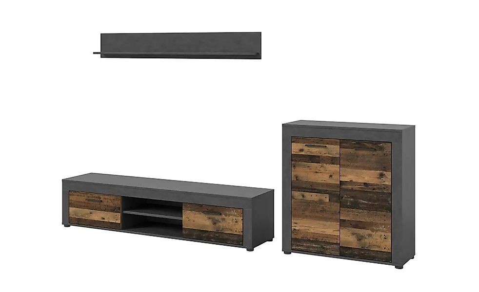 Wohnwand  Bardenas ¦ schwarz ¦ Maße (cm): B: 255 H: 159 Kommoden & Sideboar günstig online kaufen