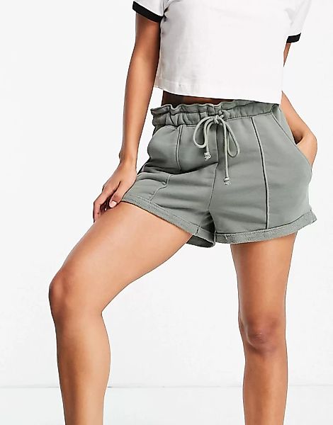 Abercrombie & Fitch – Shorts mit Kordelzug und Paperbag-Taille in Grün günstig online kaufen