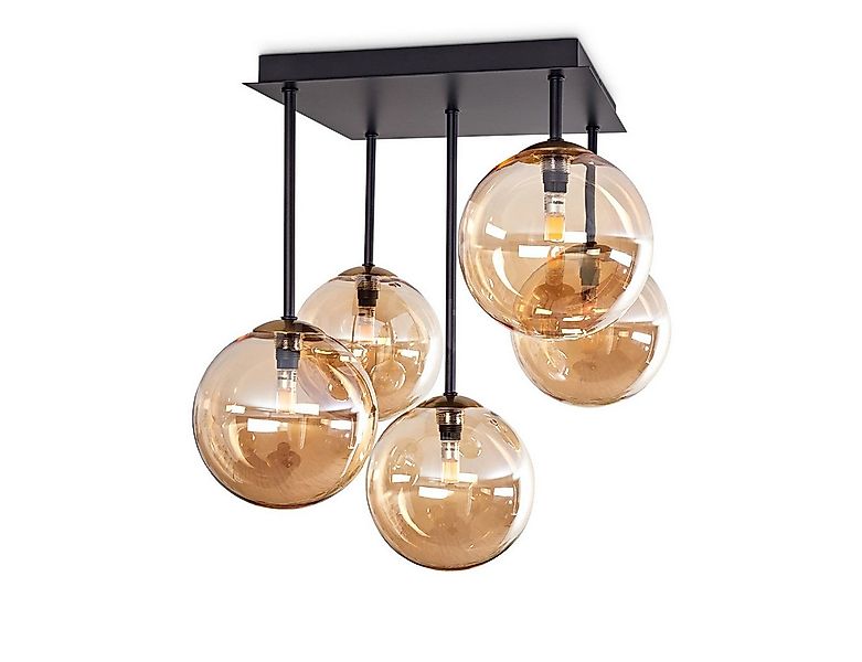 hofstein Deckenleuchte Deckenlampe aus Metall/Glas in Schwarz/Goldfarben/Be günstig online kaufen