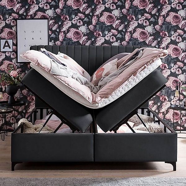 BettCo Stauraumbett Boxspringbett mit Bettkasten Paris (in Schwarz Velours, günstig online kaufen