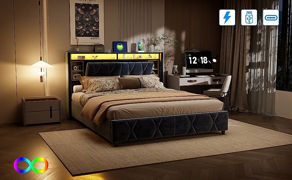 Furnishings Home Polsterbett Stauraumbett Doppelbett Mit Ladefunktion (hydr günstig online kaufen