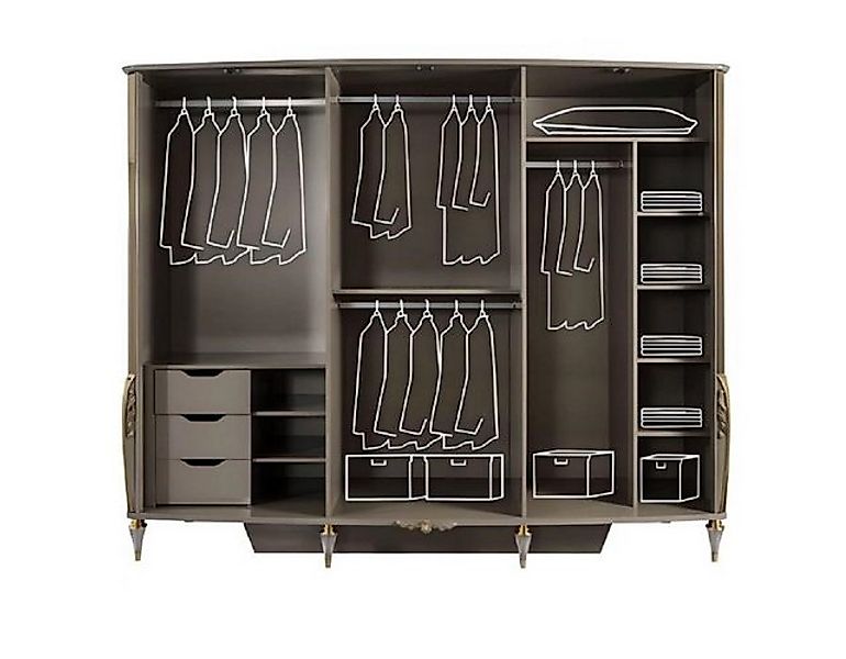 Xlmoebel Kleiderschrank Schrank für das Schlafzimmer mit Spiegel in Gold-Be günstig online kaufen