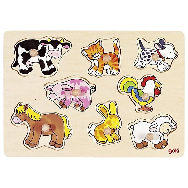 goki Steckpuzzle Holz-Steckpuzzle Bauernhof 8 Teile, günstig online kaufen