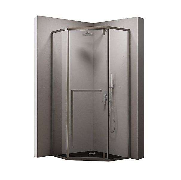 doporro Fünfeckdusche Duschkabine Rav68 ESG-Sicherheitsglas Klarglas Nano-B günstig online kaufen