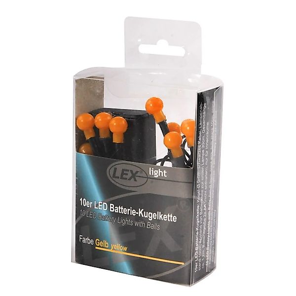 Lex 10er LED Batterie Kugelkette Lichterkette Gelb Kugeln Batterie Beleucht günstig online kaufen