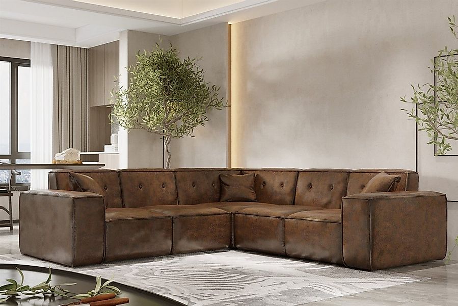 Fun Möbel Ecksofa Designersofa CESINA Vintage Look Seite Universal, inkl. 3 günstig online kaufen