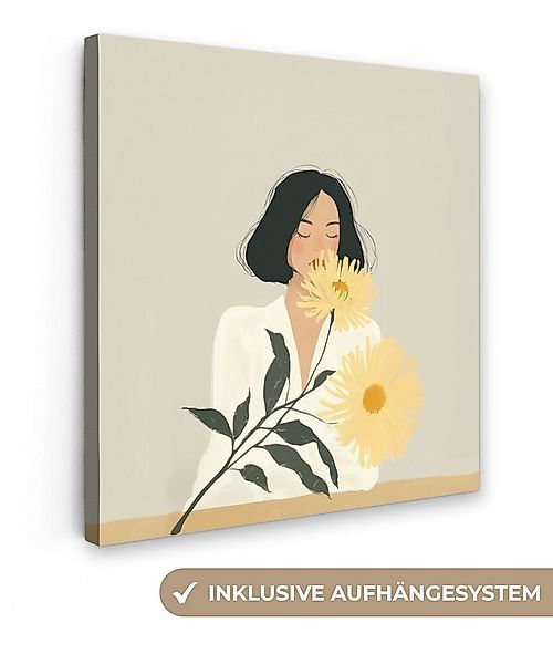 OneMillionCanvasses® Leinwandbild Frau - Blume - Gelb - Minimalistisch, Fot günstig online kaufen