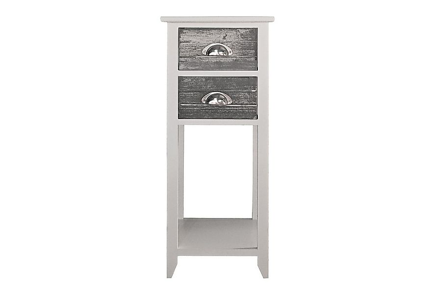 HTI-Living Beistelltisch Beistelltisch 2 Schubladen Mia Landhaus Weiß Grau günstig online kaufen