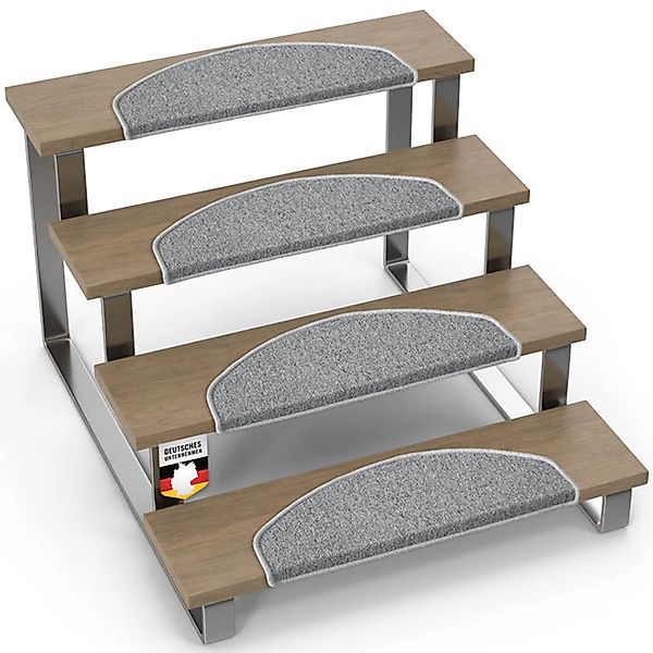 KARAT Stufenmatte London Pro Halbrund Grau 25 x 65 cm 15er-Set günstig online kaufen