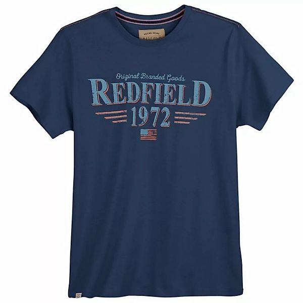 redfield Rundhalsshirt Große Größen Herren T-Shirt blau cooler Logo-Print R günstig online kaufen