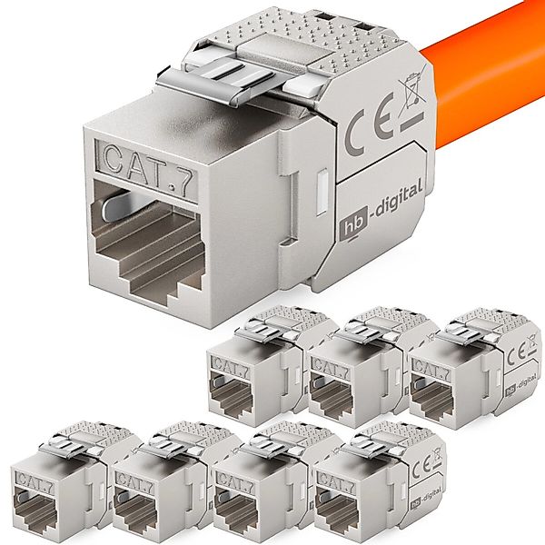 hb-digital 8x Keystone Modul CAT 7 RJ45 Einbaumodul Werkzeuglos Vergoldete günstig online kaufen