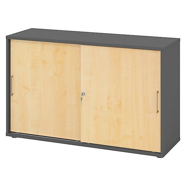 bümö Aktenschrank office Schiebetürenschrank Dekor: Graphit/Ahorn - Griffe: günstig online kaufen