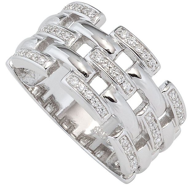 Schmuck Krone Silberring Breiter Ring mit Zirkonia weiß, 925 Silber, Silber günstig online kaufen