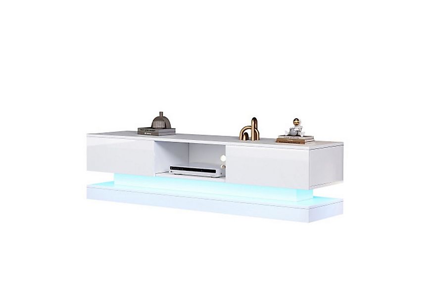 Celya TV-Schrank Hochglanz-TV-Ständer mit LED-Beleuchtung, 2 Schubladen günstig online kaufen