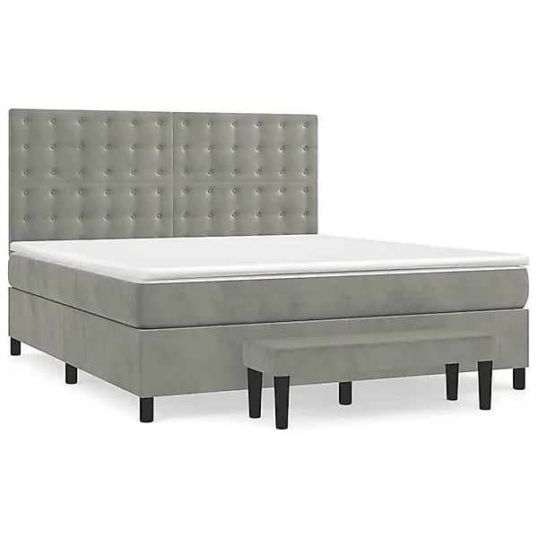 vidaXL Boxspringbett mit Matratze Hellgrau 180x200 cm Samt 3138097 günstig online kaufen