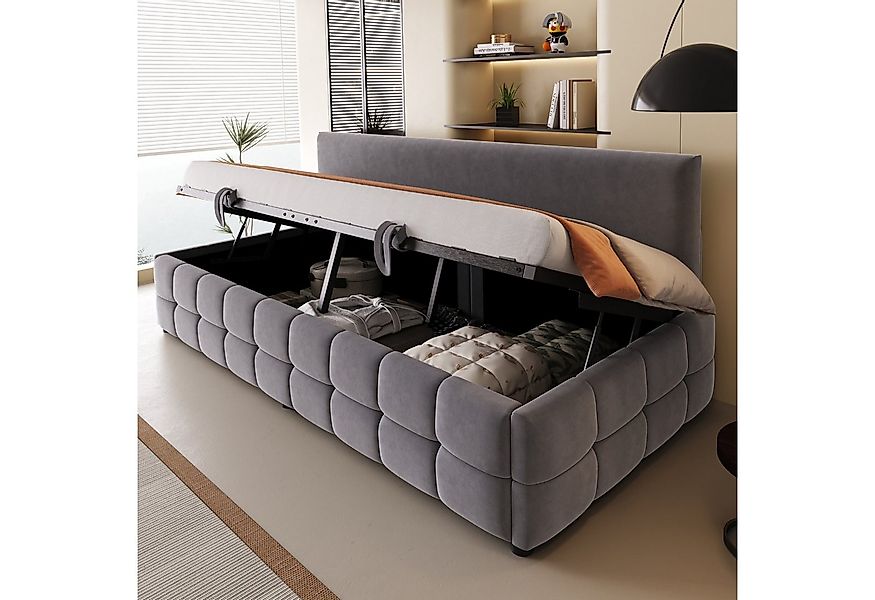 Flieks Daybett, Hydraulisches Polsterbett Schlafsofa 90x200cm mit Stauraum günstig online kaufen
