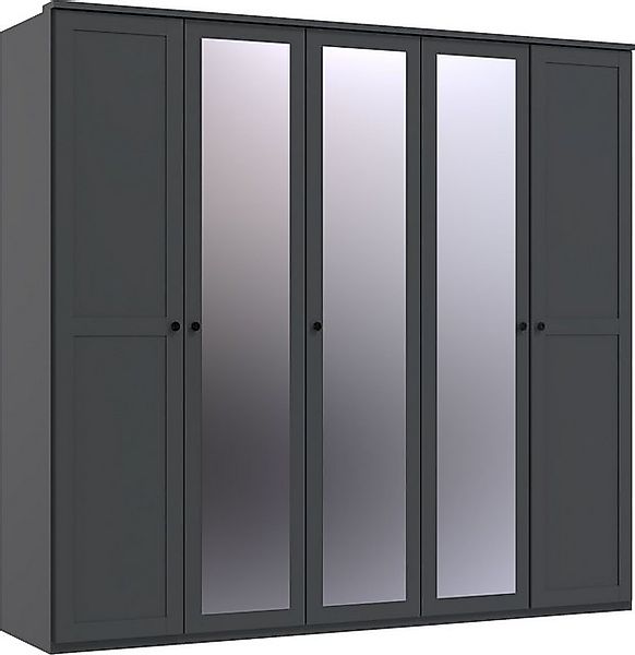 freiraum Drehtürenschrank Chalet 5 Türen, 3 Böden, 3 Stangen, Spiegel / Gra günstig online kaufen