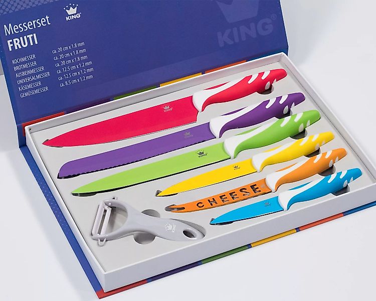 KING Messer-Set »FRUTI«, (Set, 6 tlg., mit Käsemesser-arbenfroher Farbmix), günstig online kaufen