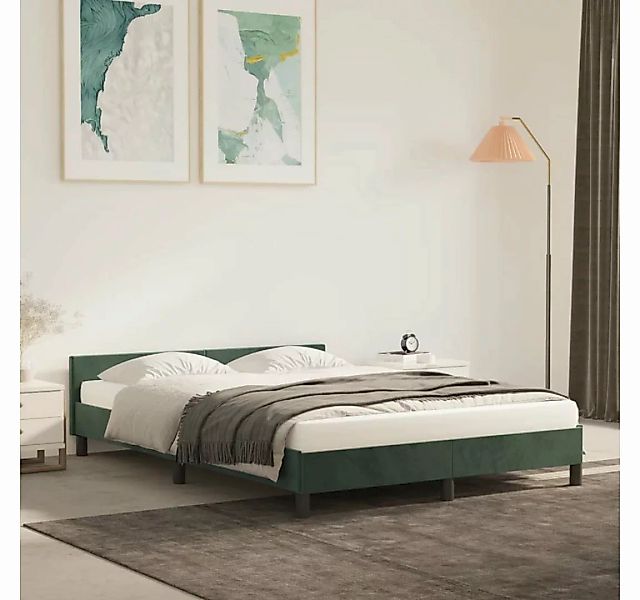 furnicato Bett Bettgestell mit Kopfteil Dunkelgrün 140x200 cm Samt günstig online kaufen