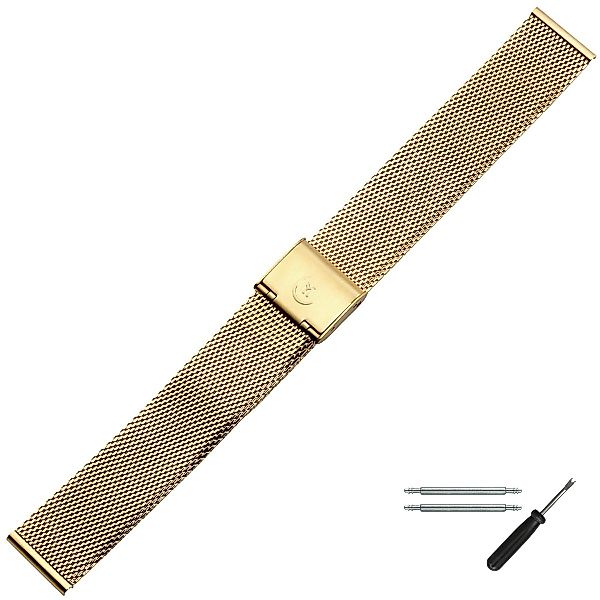 MARBURGER Uhrenarmband 16mm Edelstahl Gold Milanaise günstig online kaufen