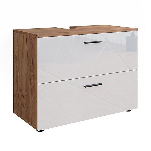 Vicco Waschbeckenunterschrank Irma Eiche/Weiß Hochglanz 80 x 59 cm günstig online kaufen