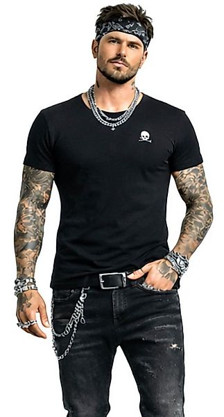 PHILIPP PLEIN T-Shirt Herren Shirt mit Totenkopf Stickerei Slim-Fit Zwei-Na günstig online kaufen