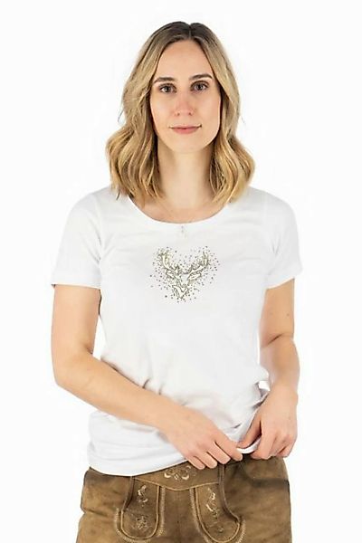 OS-Trachten Trachtenshirt Wimporo Kurzarm T-Shirt mit Strass-Hirsch auf der günstig online kaufen