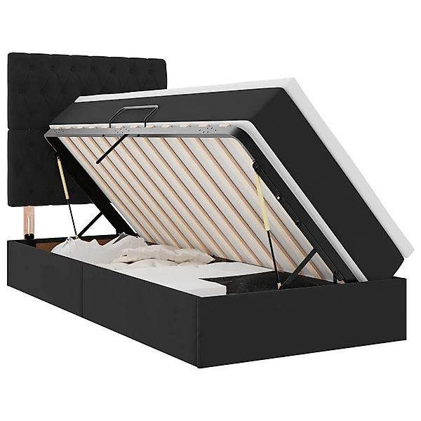 vidaXL Bett mit Stauraum und LED mit Matratze Schwarz 90 x 190 cm Samt 3372 günstig online kaufen